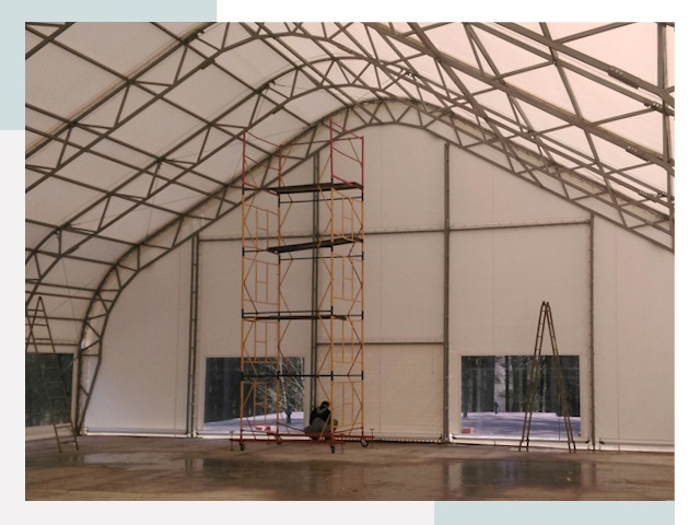 Шатровые ангары в железнодорожном