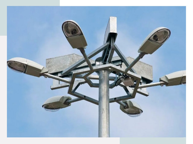 Монтаж осветительных мачт в железнодорожном