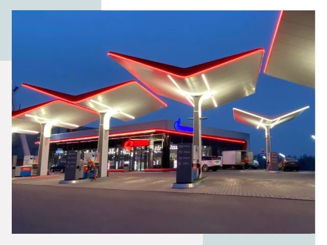 Навесы для АЗС в железнодорожном